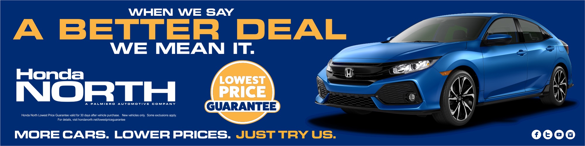 Lowest Price Guarantee Banner at Honda North in Butler, PA
