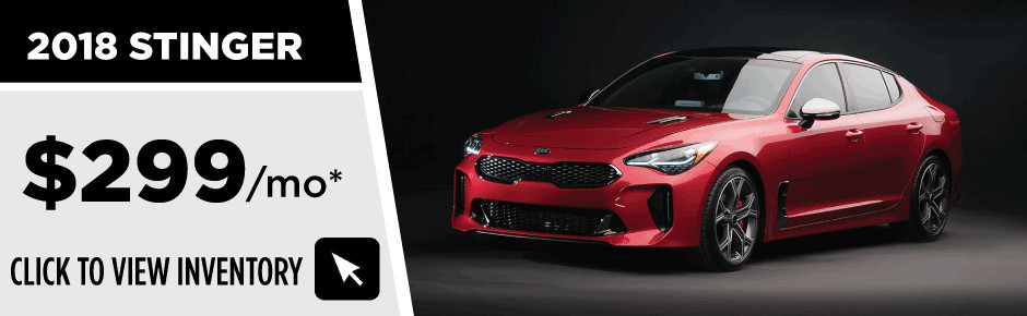 2018 Kia Stinger Introductory Lease For 299 Mo 10 000 Mile 36 Month 999 First Payment Due At Signing W A C Tax Title And License Not