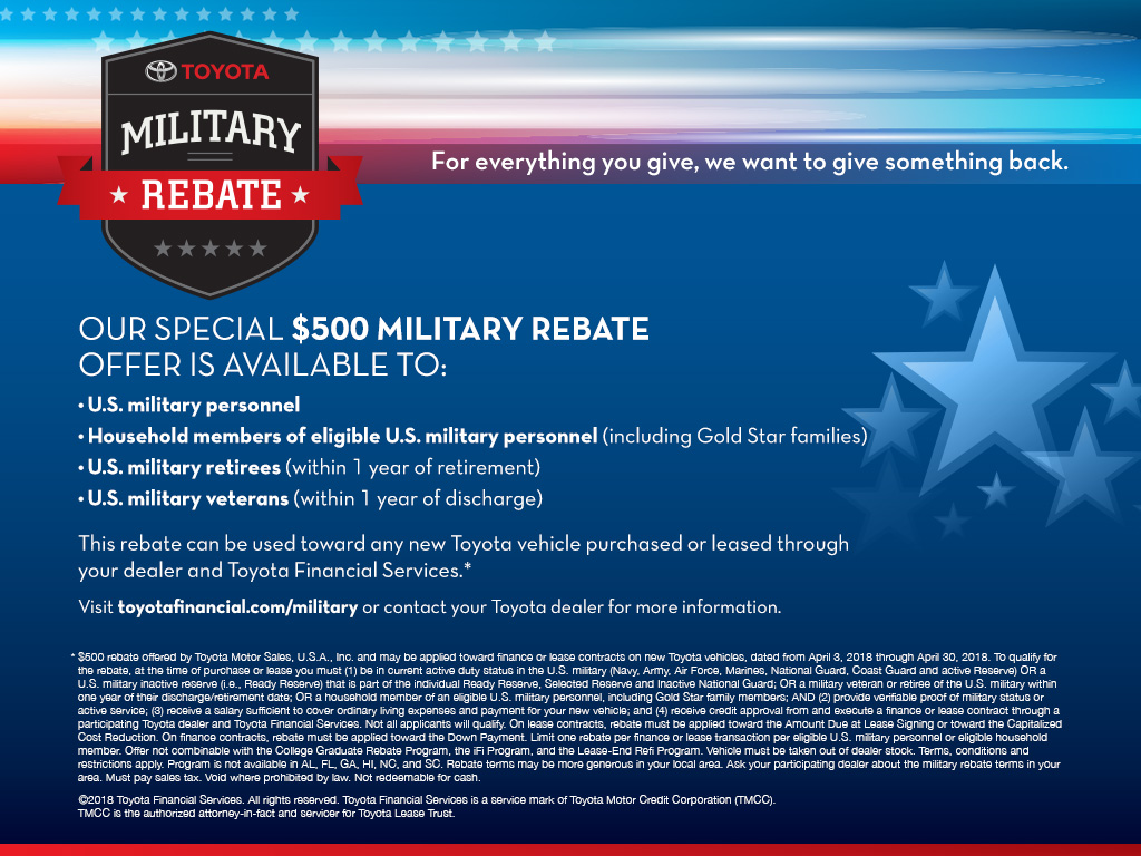 Military Rebate Program - Yellowstone Toyota