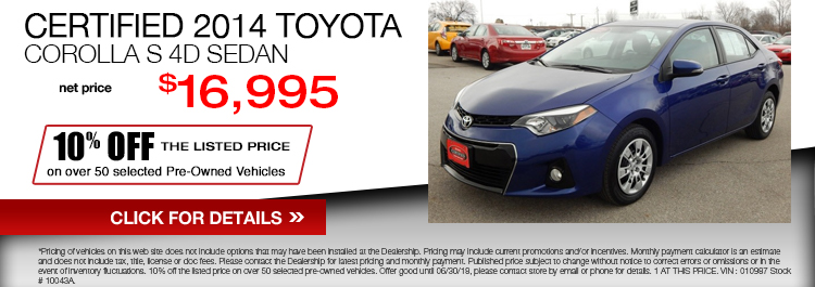 Used Vehicle Specials - Wilson Toyota of Ames