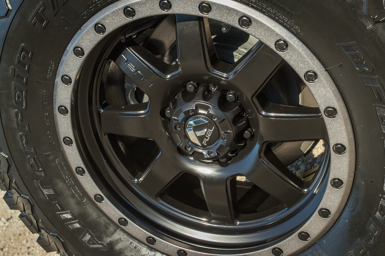 fuel trophy 20 inch wheel bead lock style on a ford raptor