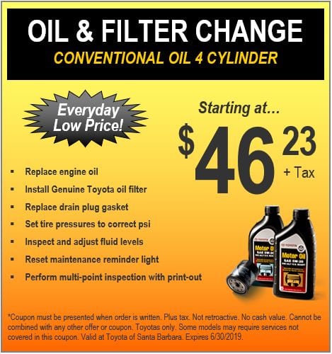 Oil Change Coupons Toyota Oil Changes Near Montecito Ca