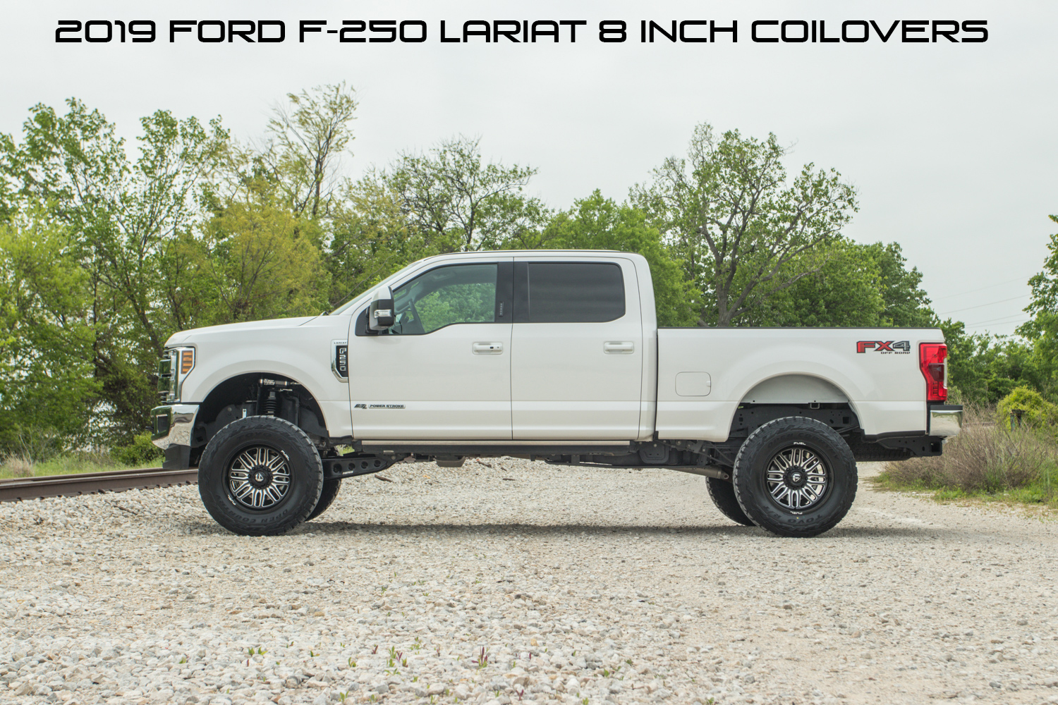 2019 ford f250 lariat with 8 inch lift and coil over suspension white platinum metallic