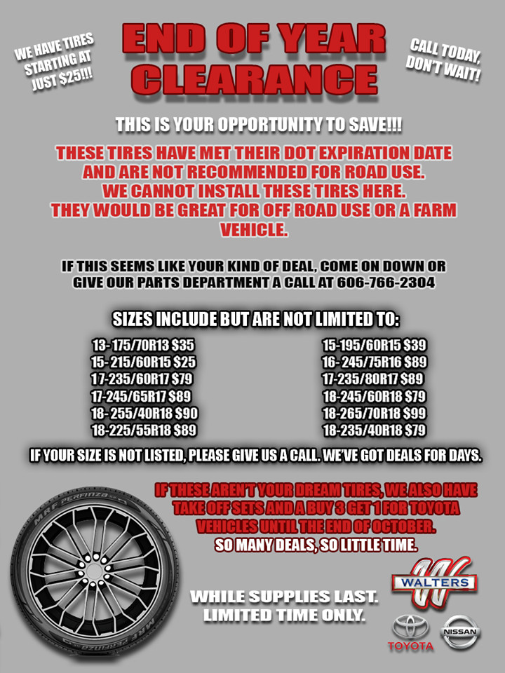 Closeout Tires Walters Toyota