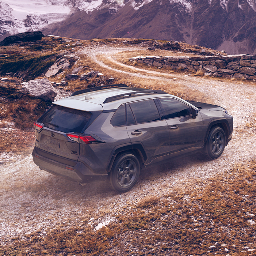 Compare the 2020 Toyota RAV4 vs. the Honda CR-V crossovers at Superior Toyota | Black RAV4 78R Mountain Motion Sq