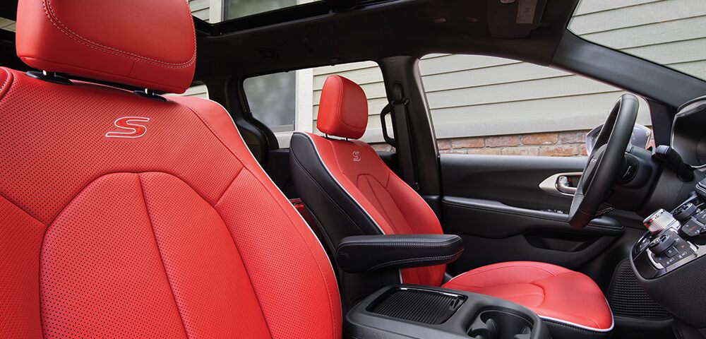 2020 Chrysler Pacifica Available Rodeo Red and Black Nappa Leather-Trim Seats