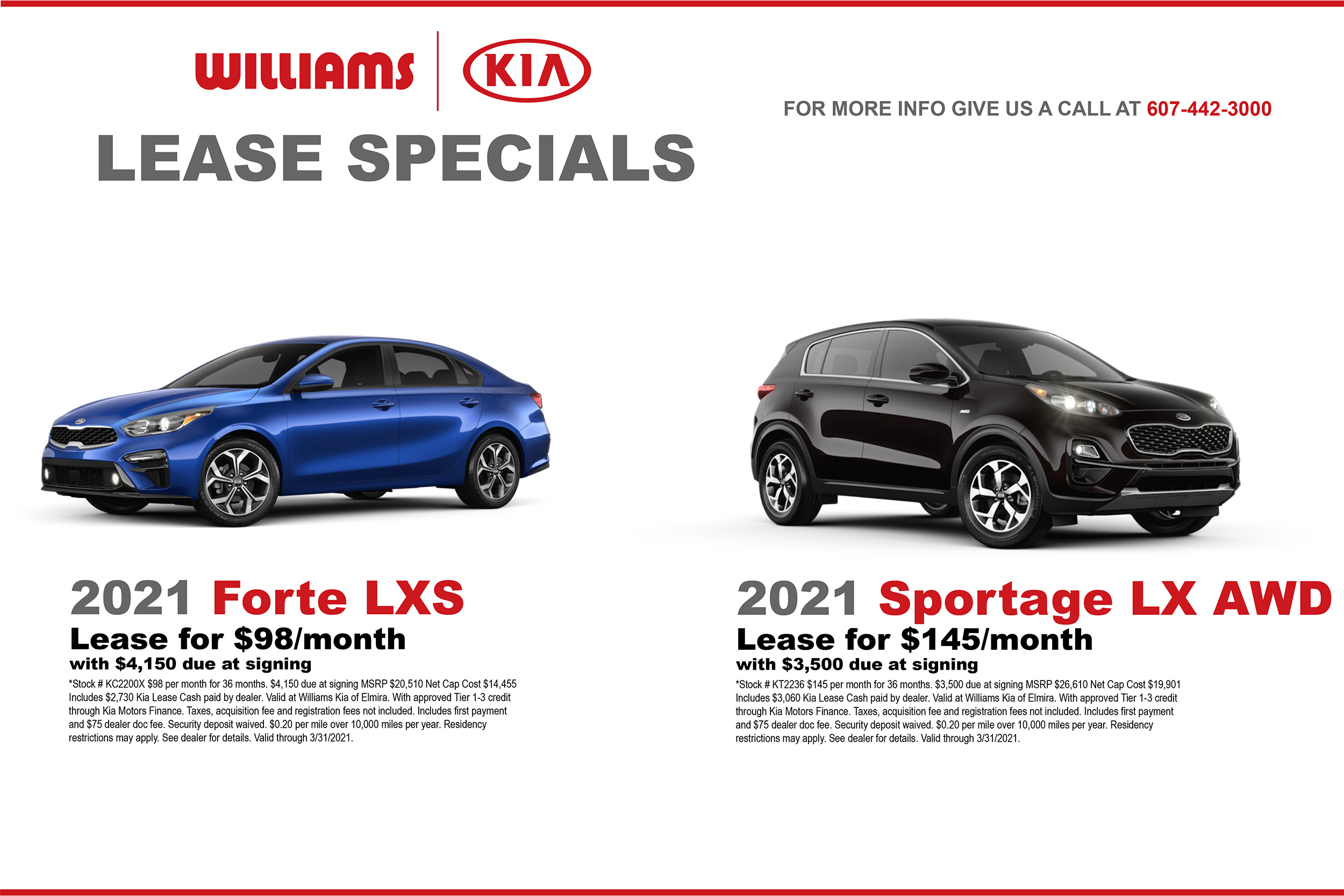 Williams Kia of Elmira Current Lease Specials Williams Kia of Elmira