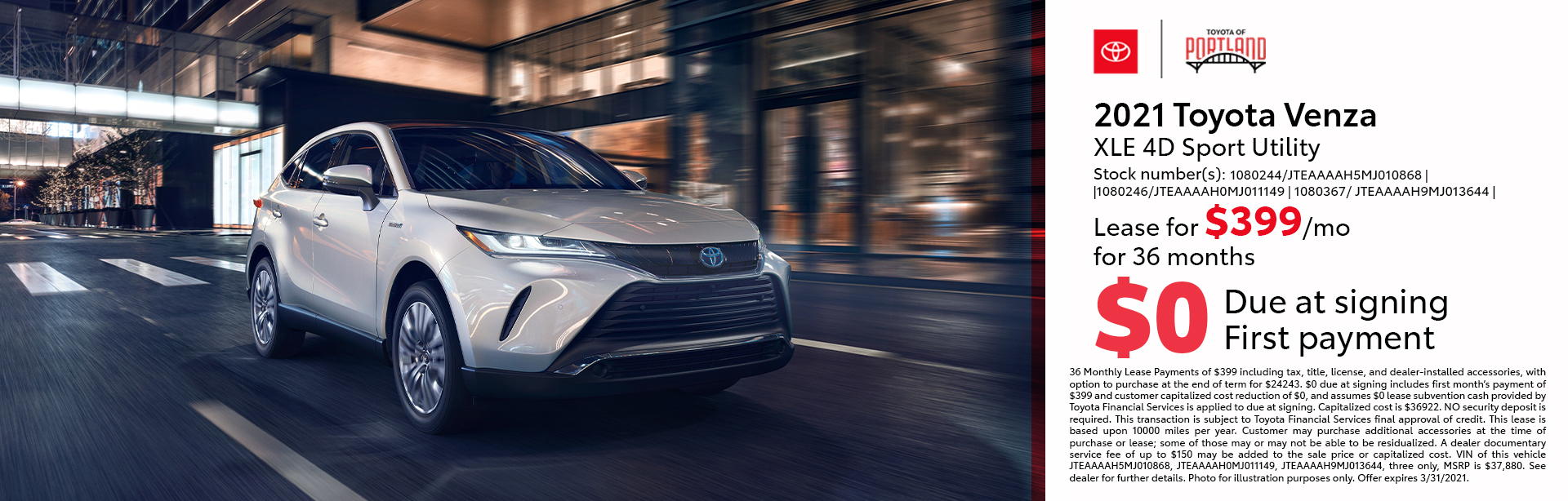 Toyota of Portland New Car Lease Specials Portland, OR