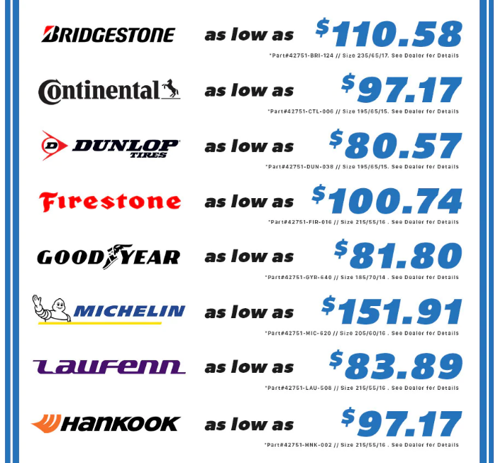 Tire prices discount