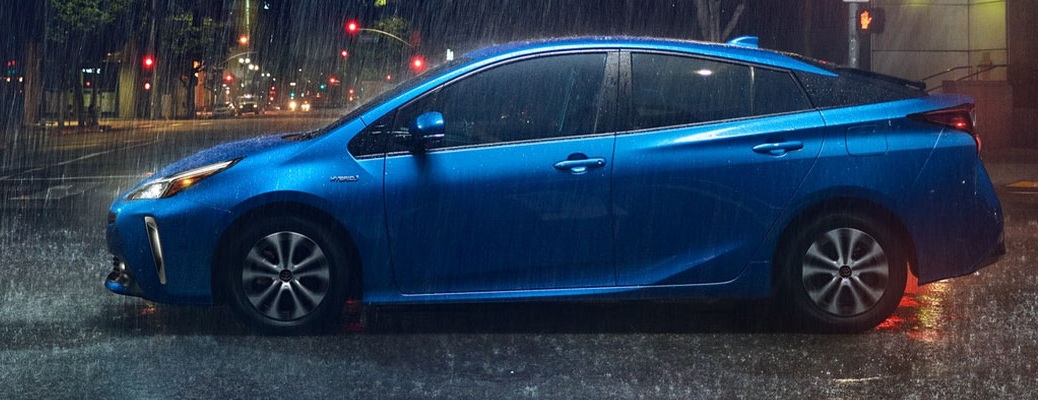 2021 Toyota Prius in the rain