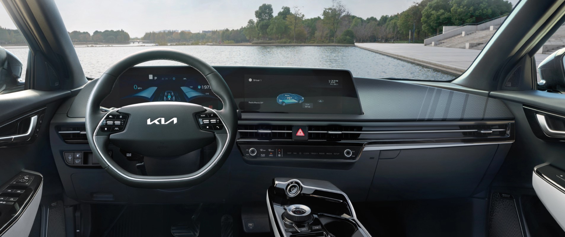 2022 Kia EV6 Steering Wheel and Dual Display Screen