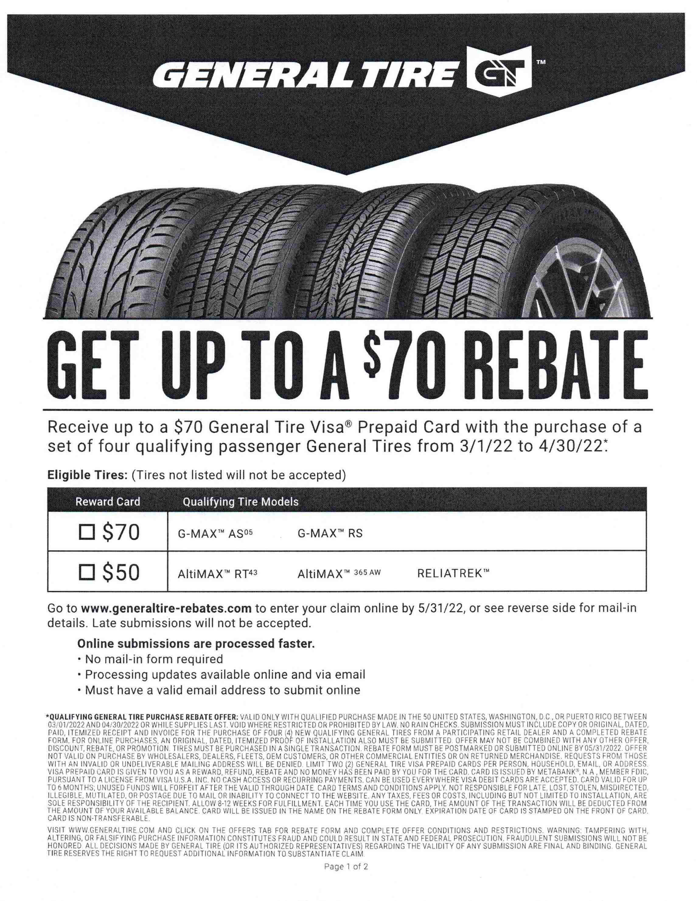 General Tire Rebate Denny Menholt Toyota