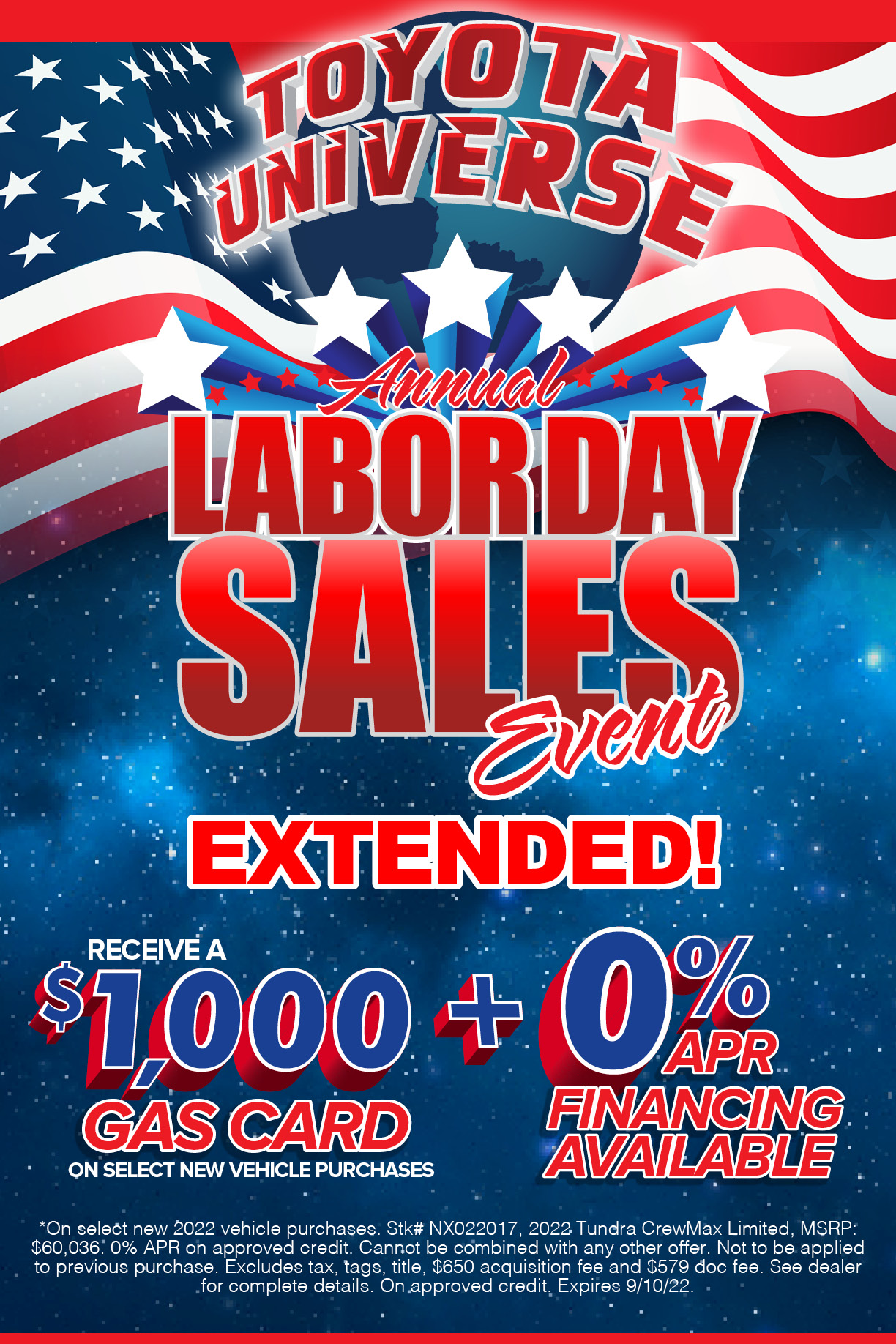 Labor Day Extended Toyota Universe