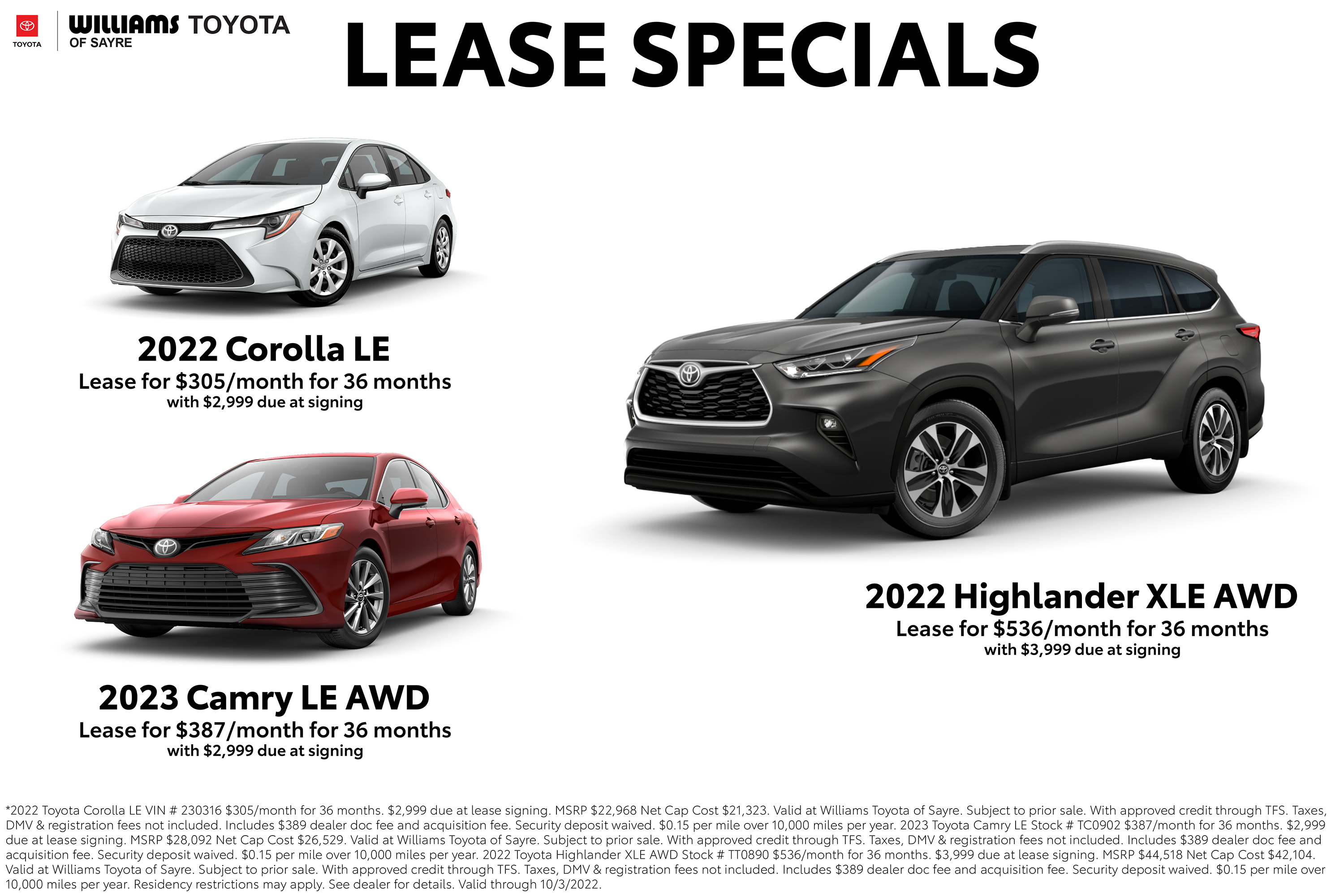 Monthly Lease Specials