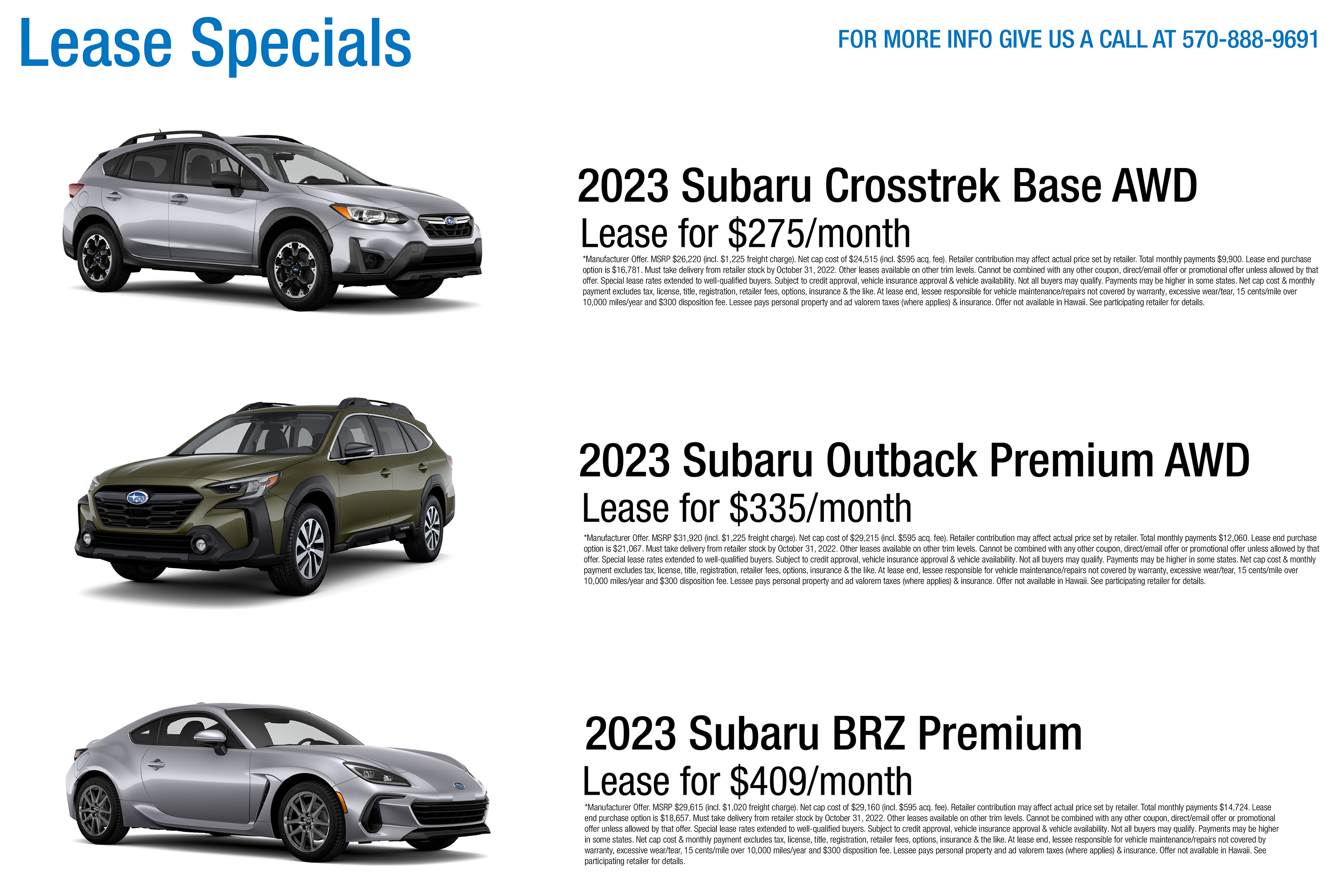 Williams Subaru of Sayre Current Specials Williams Subaru Sayre