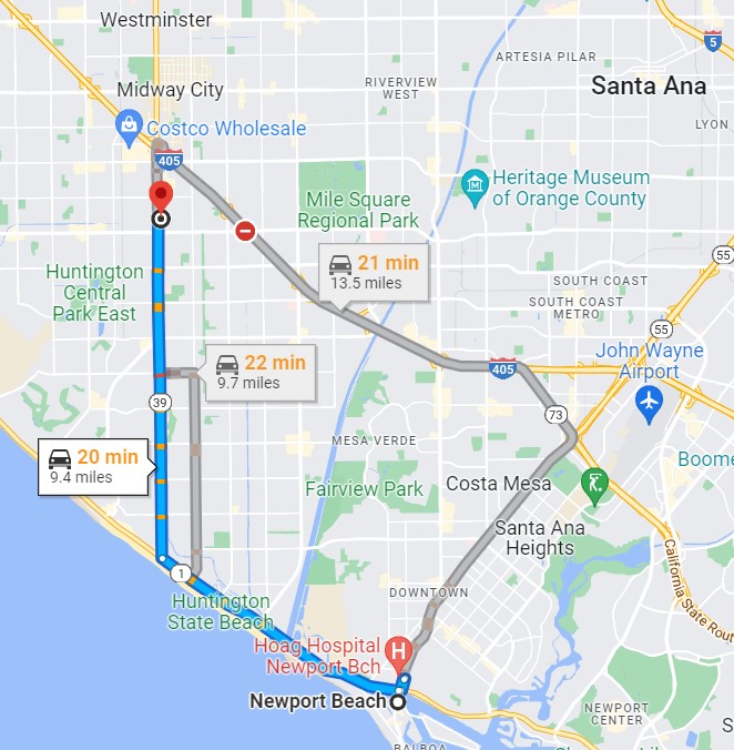Directions to Newport Beach
