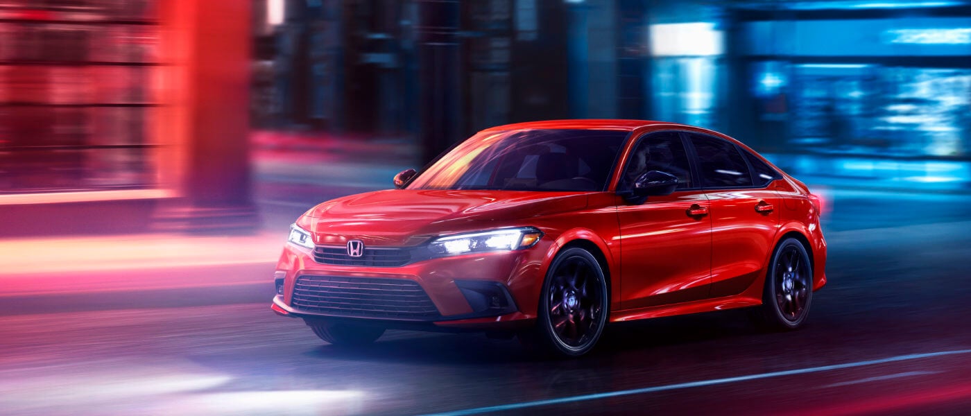 2022 Honda Civic Sedan Exterior City Night Colorful