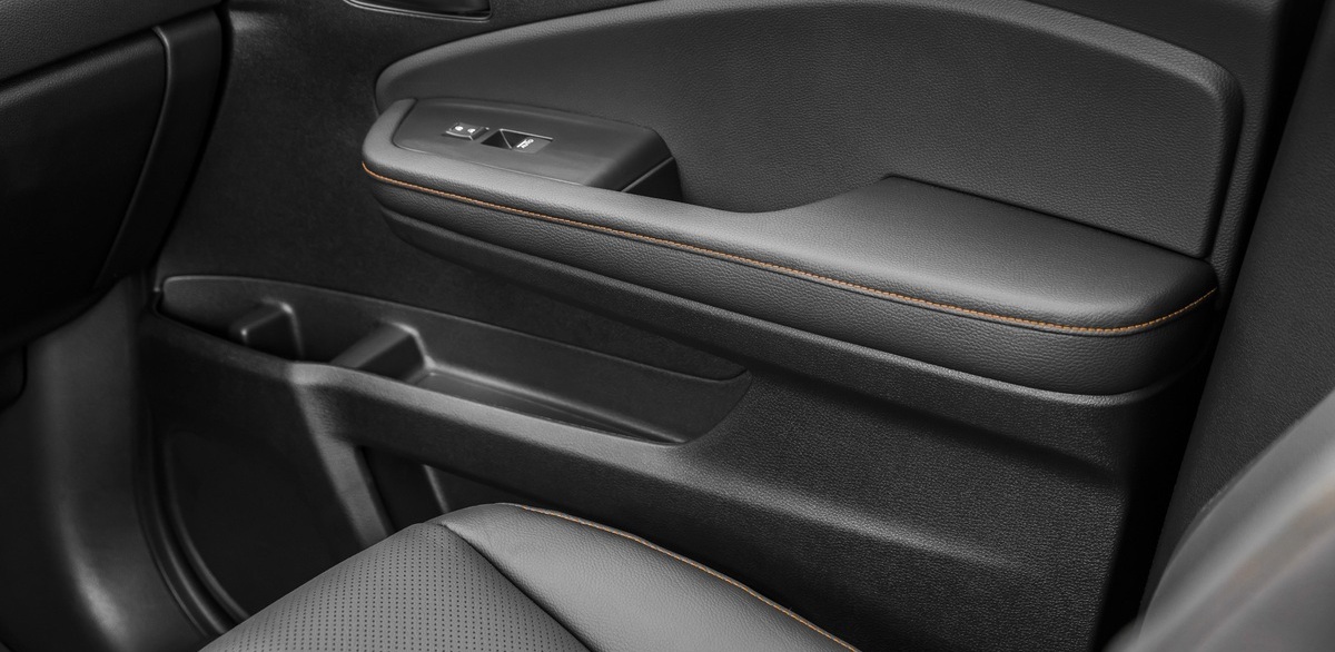 Leather Seating with Orange Stitching in the 2023 Honda Passport