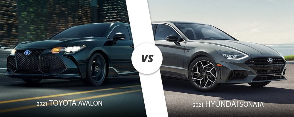 Black 2021 Toyota Avalon vs. silver 2021 Hyundai Sonata here on Long Island, NY.