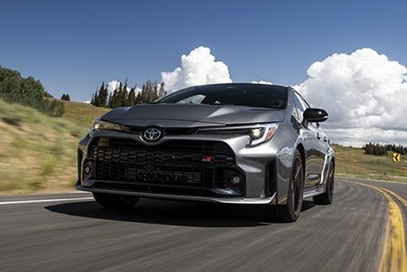 Silver Toyota GR Corolla on Long Island, NY.