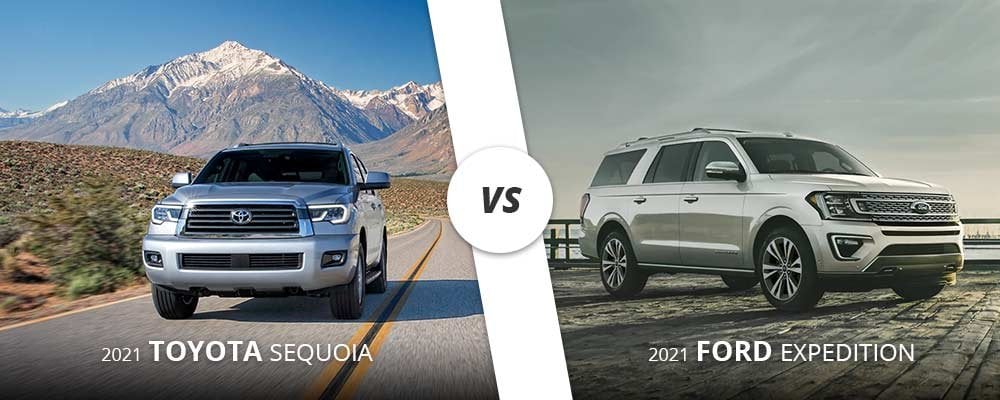  2021 Toyota Sequoia vs. 2021 Ford Expedition here on Long Island, NY.