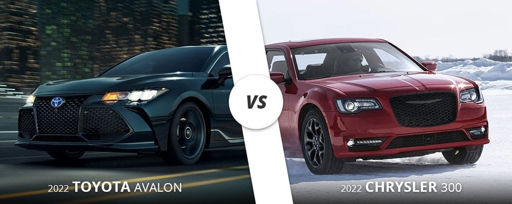Black 2022 Toyota Avalon vs. Red 2022 Chrysler 300 on Long Island, NY.