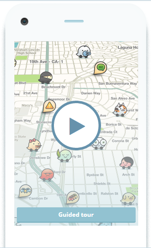 Image of cell phone showing Waze GPS Navigation Map
