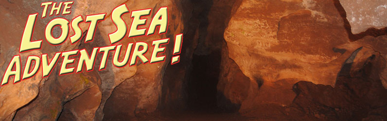 Craighead Caverns The Lost Sea Adventure hiking tour showing huge cavern rocks.