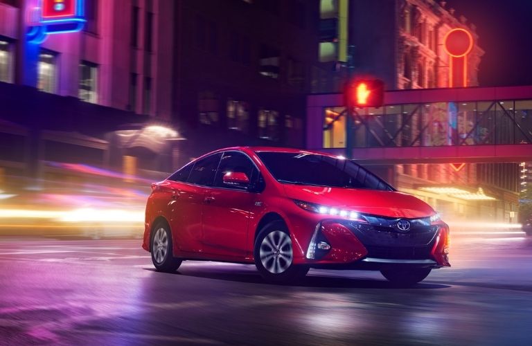 2021 Toyota Prius Prime driving at night