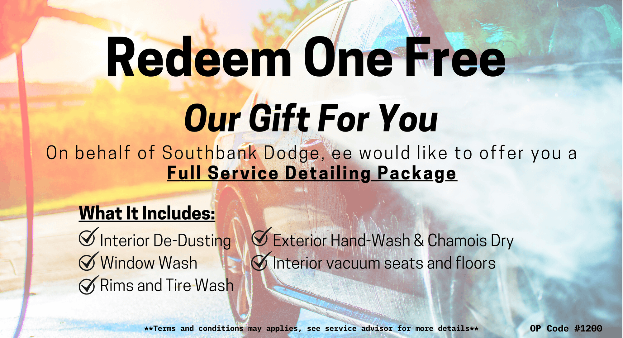 Free Detailing Coupon Redeem - Southbank Dodge