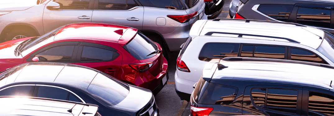 Parking lot full of used cars