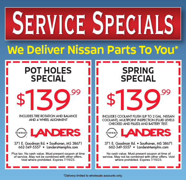 Service Department Coupons, Specials Landers Nissan