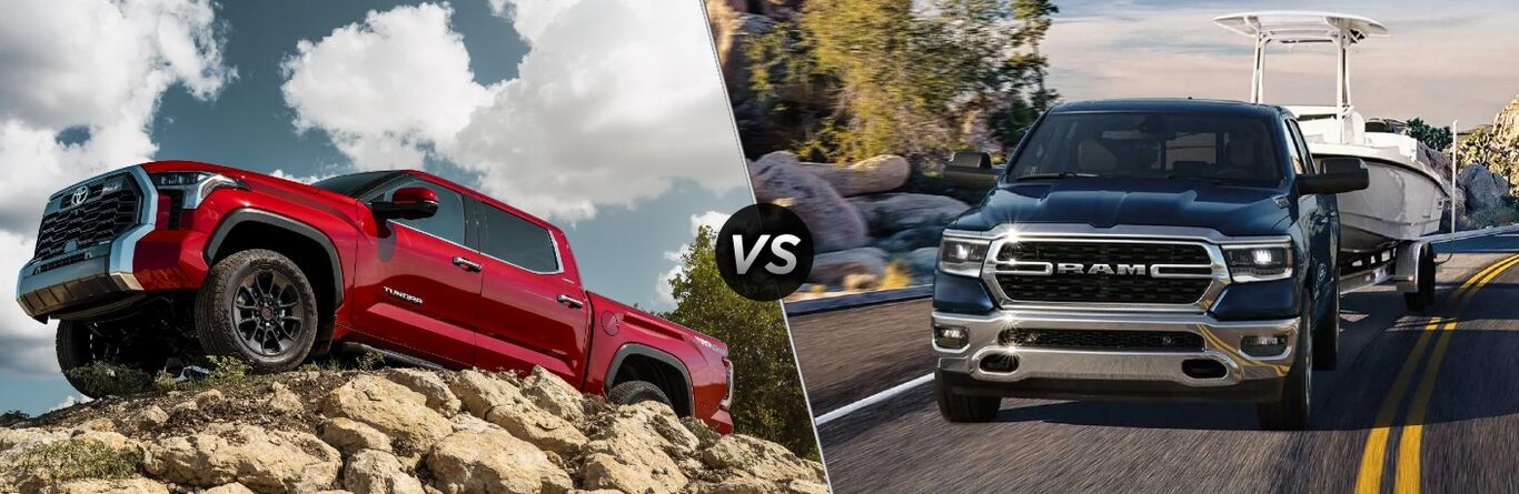 2023 Toyota Tundra next to the 2023 Ram 1500