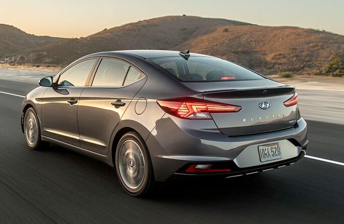 2019 Hyundai Elantra rear driving on highway