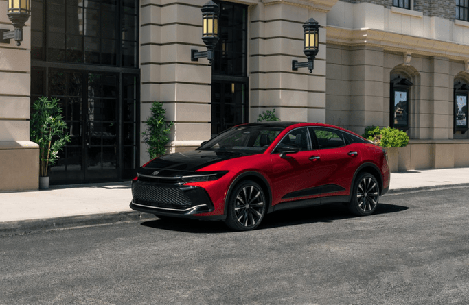 2023 Toyota Crown parked in front of a building