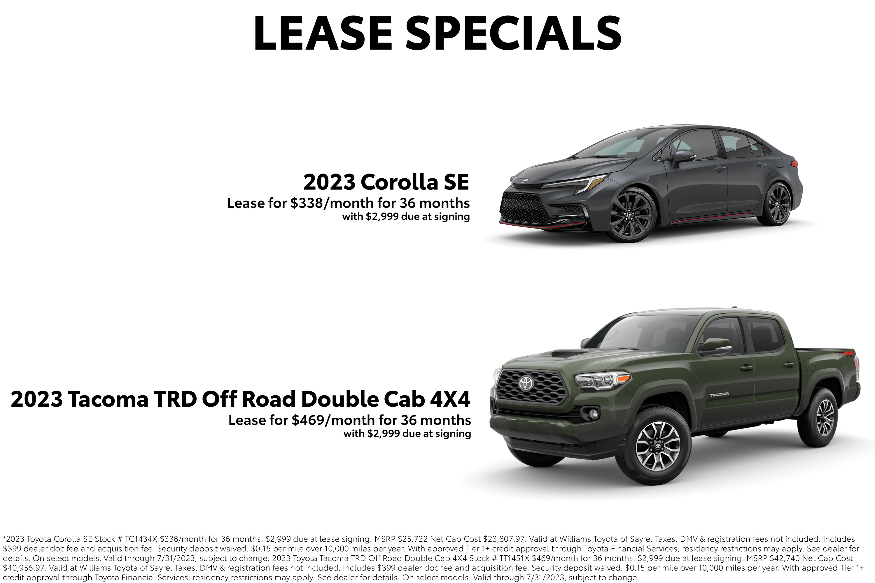 Monthly Lease Specials