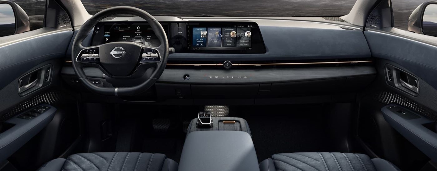 The black dash is shown in a 2023 Nissan Ariya.