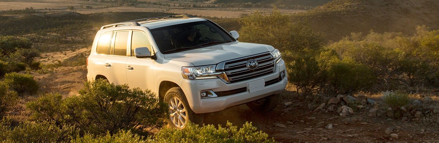 side view of a white 2019 Toyota Land Cruiser