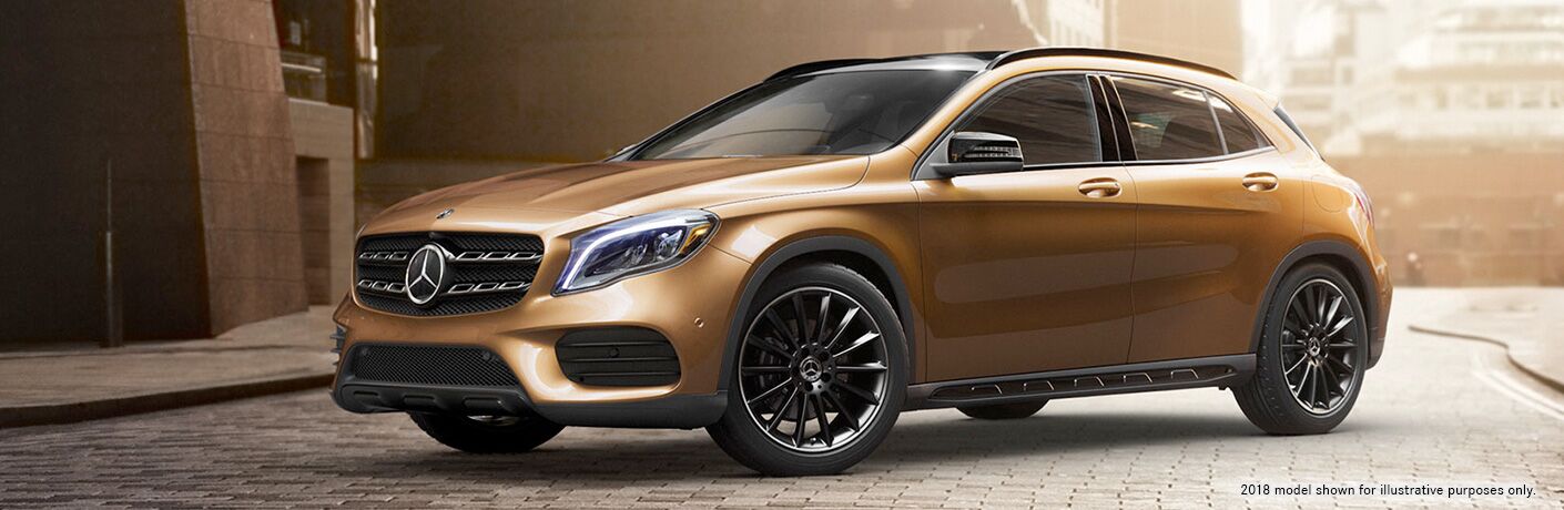 side view of a gold 2019 Mercedes-Benz GLA