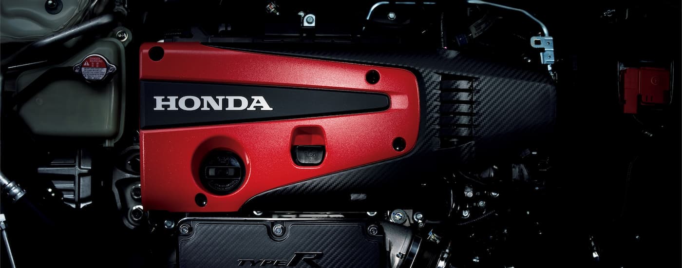 A close up of the engine on a 2023 Honda Civic Type R is shown.