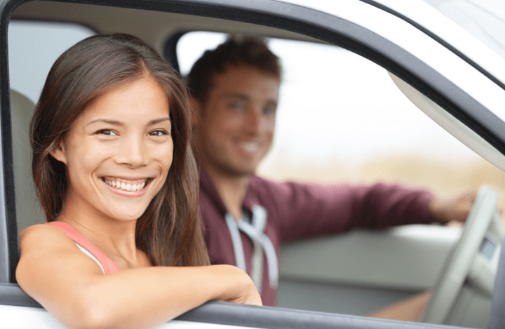 A couple inside a car