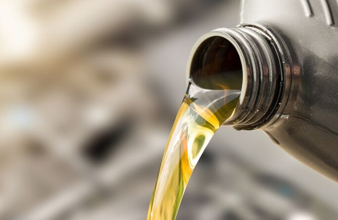 Oil being poured from a container