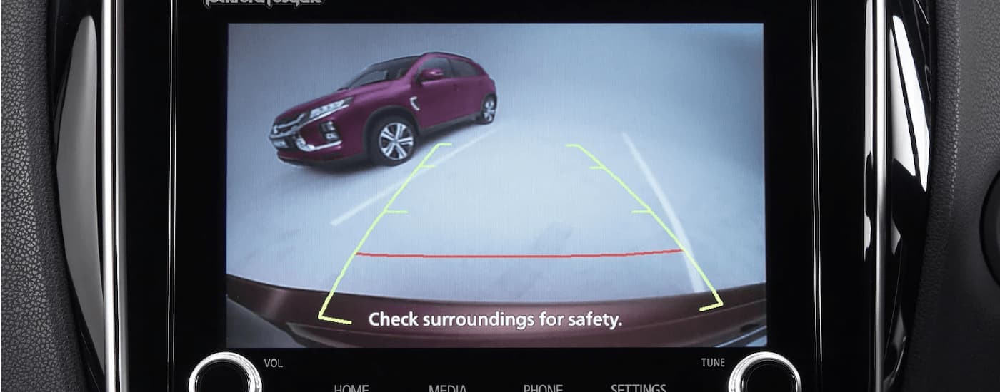A close up of the backup camera in a 2024 Mitsubishi RVR is shown.