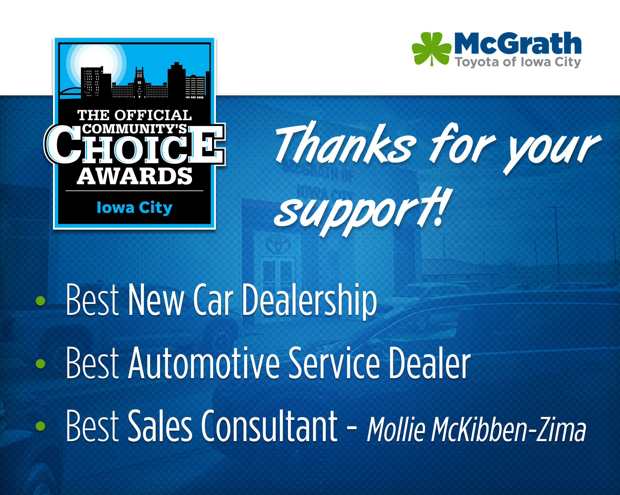 Toyota Dealer Awards - McGrath Toyota of Iowa City