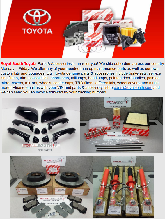 Genuine Toyota Parts & Accessories - Royal South Toyota