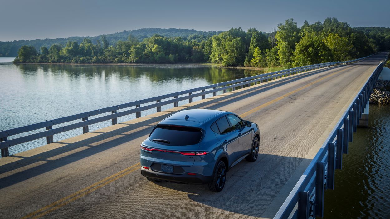 2024 Dodge Hornet Driving Over Bridge