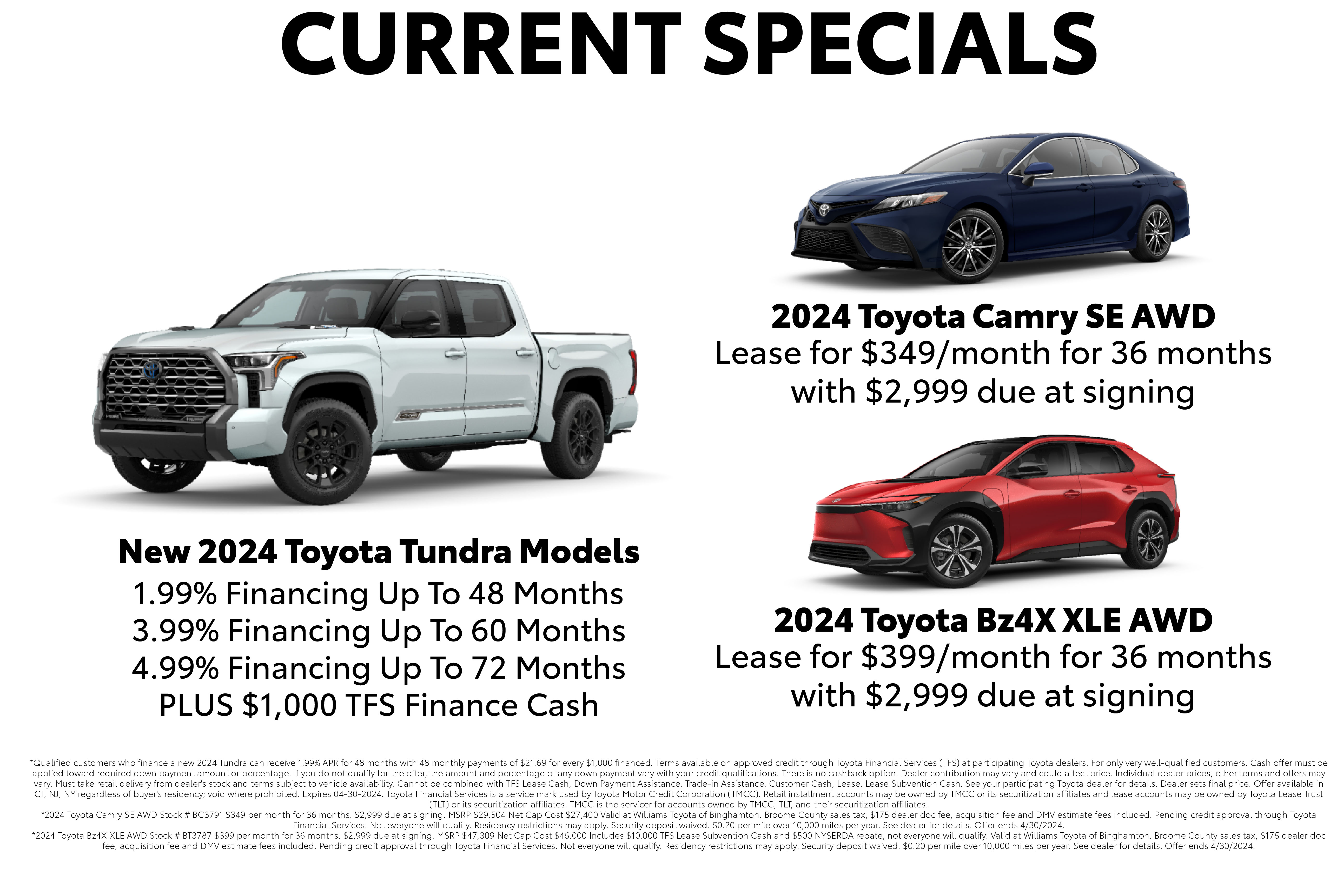 Williams Toyota of Binghamton Current Specials