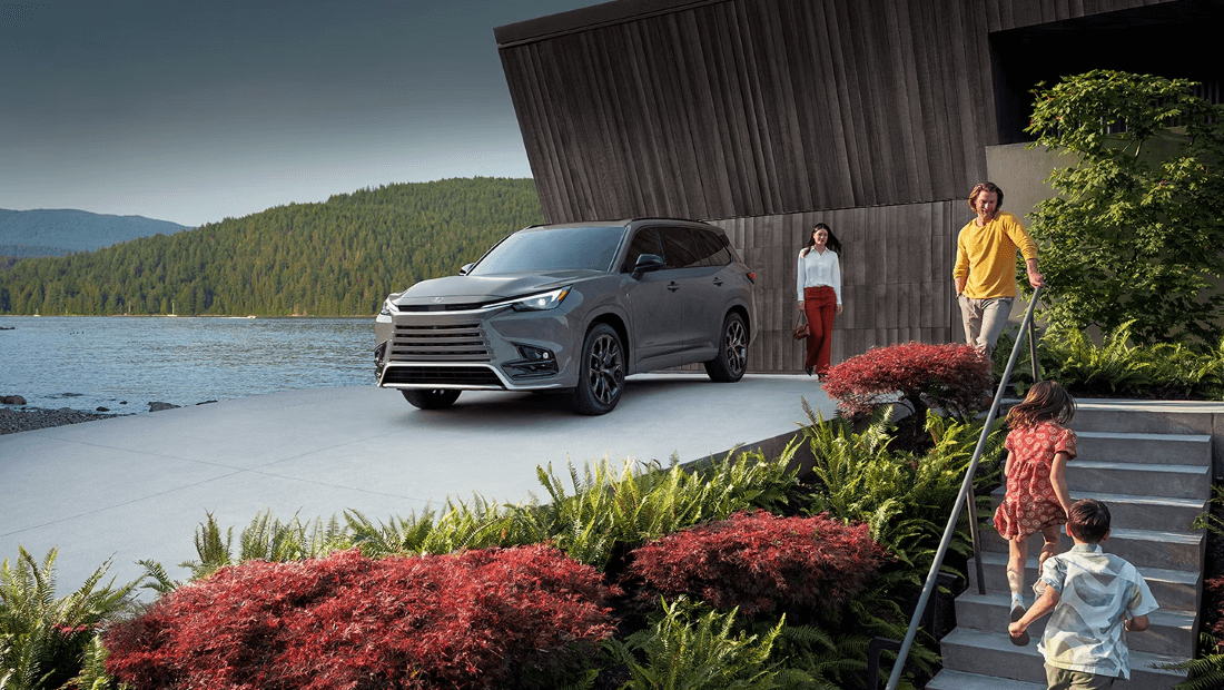 The 2024 Lexus TX 500h SUV is on display.