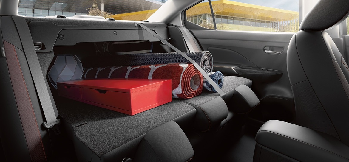 2024 Nissan Versa rear seats folded down