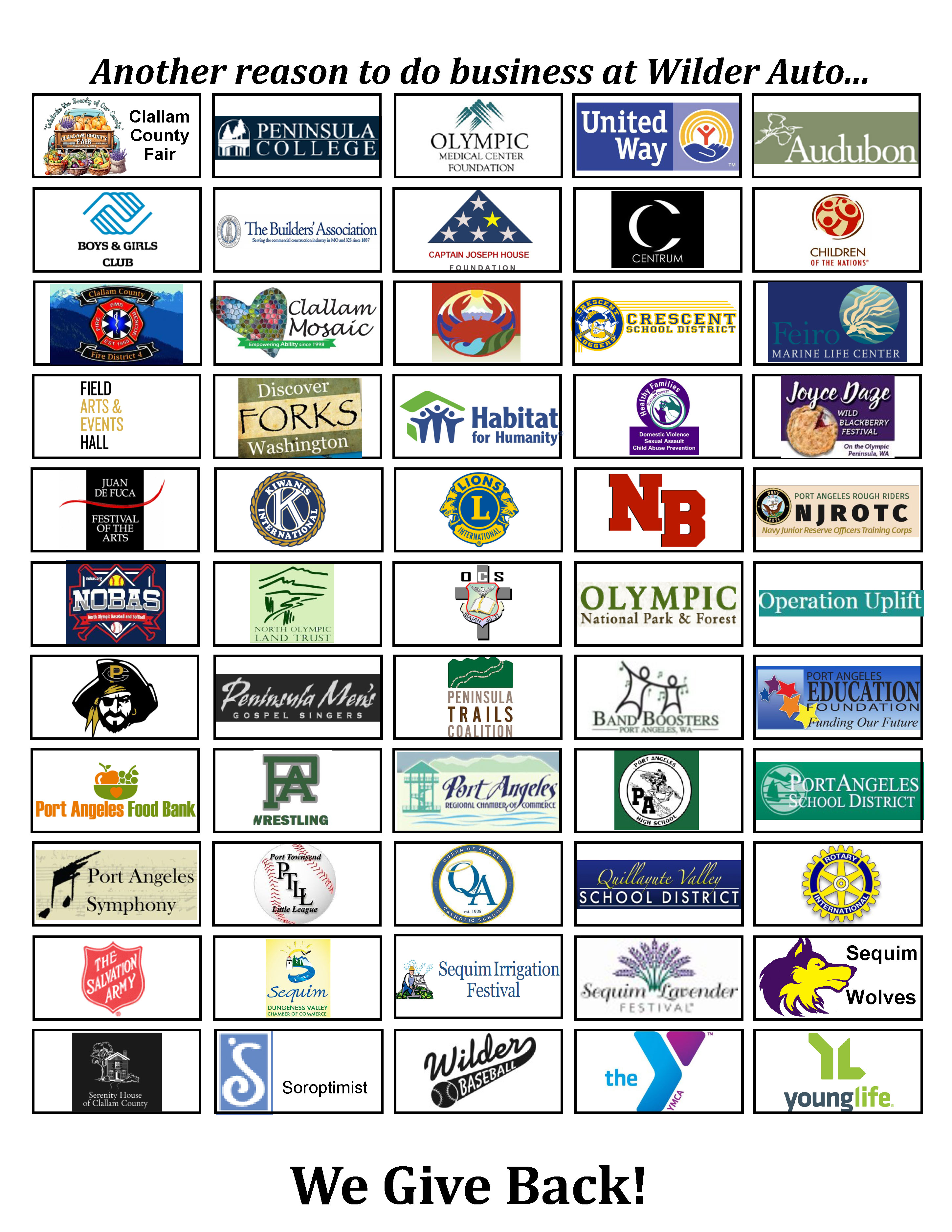 We Give Back, lots of great causes